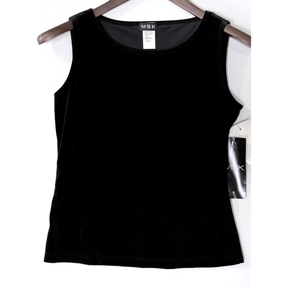 MSK Tank Top Womens Small Black Velvet Made In USA